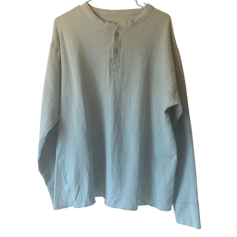 L.L. Bean Men XL Green Henley‎ Long-Sleeve Shirt Button-Front Wool Blend Canada